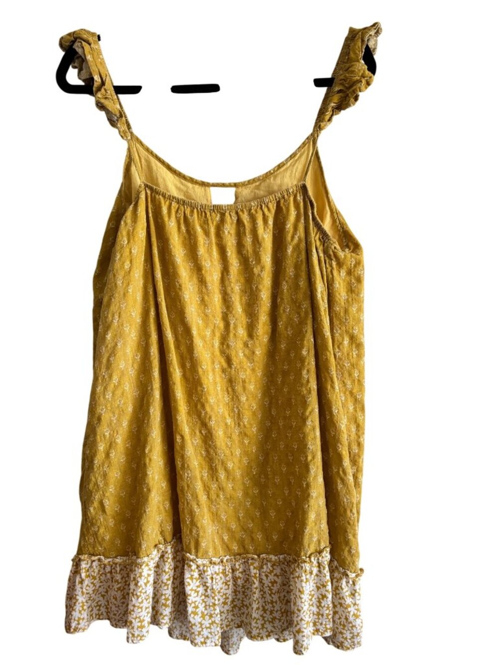 Perfectly Priscilla Yellow Mustard Floral Ruffle Hem Dress 1XL